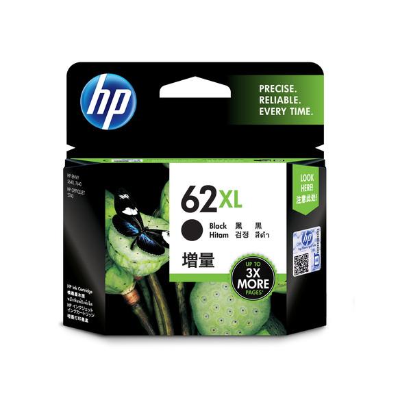 HP 62XL Original Black Ink cartridge, C2P05AA, designed for high-quality printing with a yield of 600 pages, compatible with HP Envy printers.